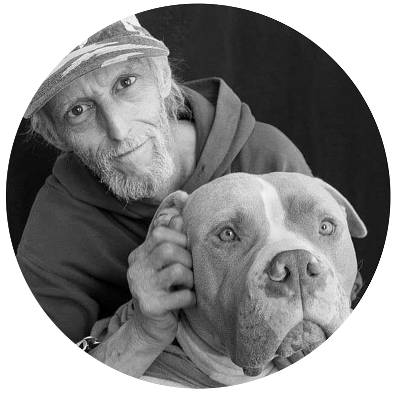 homeless man with his dog